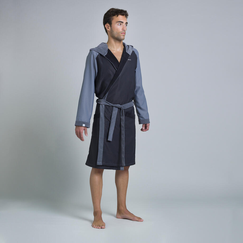 MEN'S POOL ROBE COMPACT TWO-TONE GREY